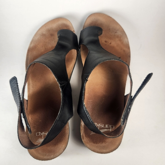 DANSKO Women's Reece Sandal 10 EU 40 Black Leather Comfort Slingback Wedge Shoe - Picture 10 of 10